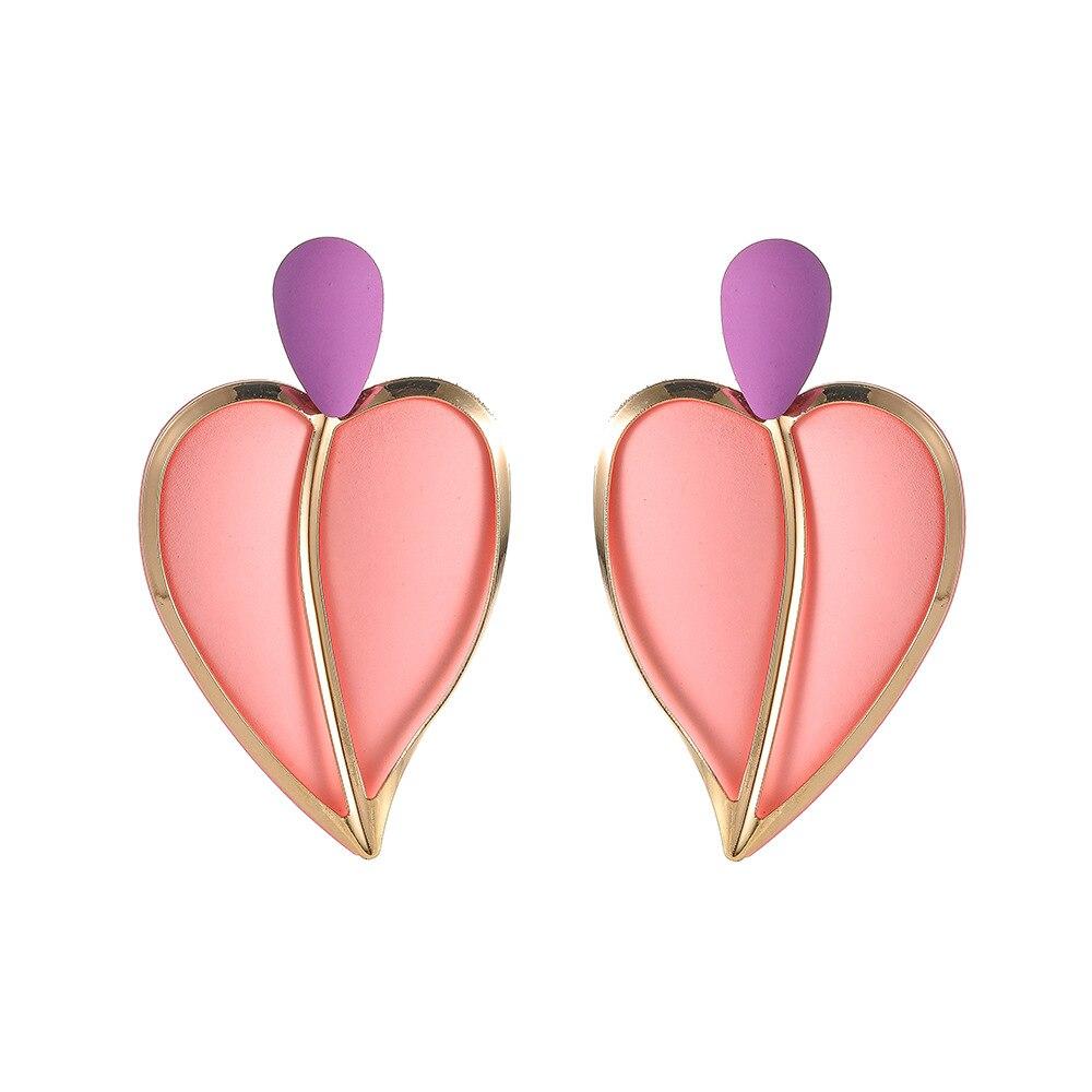 

Pinkdudu модные 3 цвета многослойные серьги-капли «Любовь» элегантные роскошные эмалированные серьги в форме сердца с геометрическим узором для женщин ювелирные изделия PD1489 Pink розовый