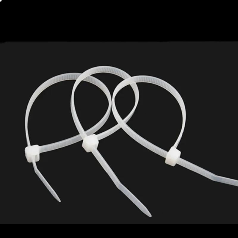 100Pcs Self-Locking Plastic Nylon Cable Tie White 4x300 Fastening Ring Loop Wrap Strap Zip Organiser 3x200MM Industrial Set