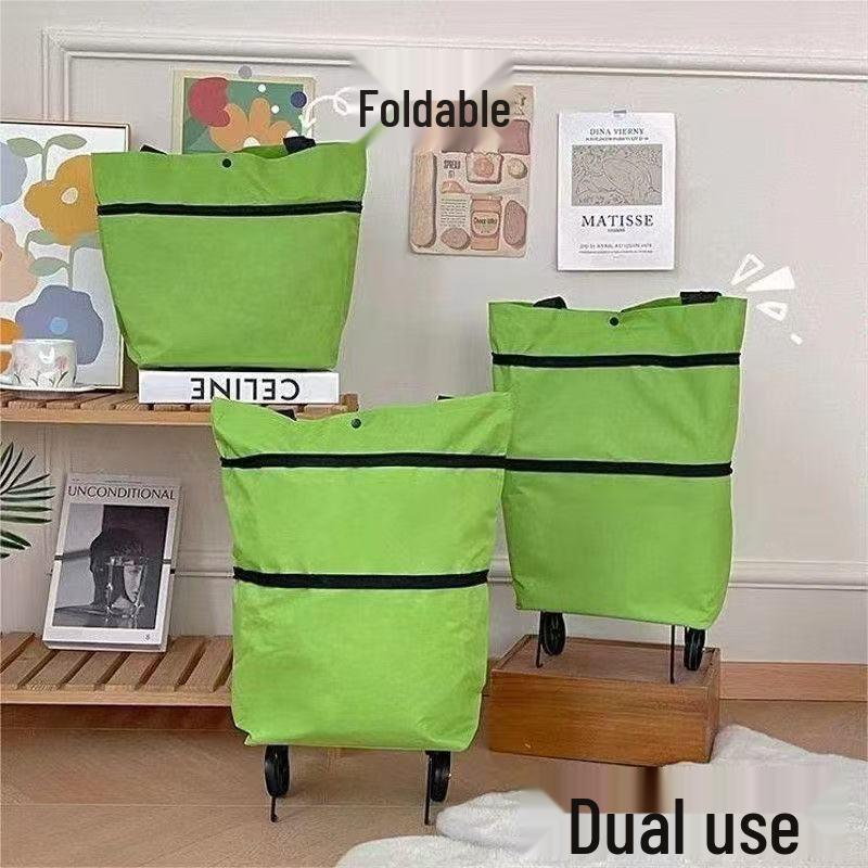 Foldable Portable Shopping Trolley Bag with Wheels - Large Capacity for Home, Grocery, and Express Delivery
