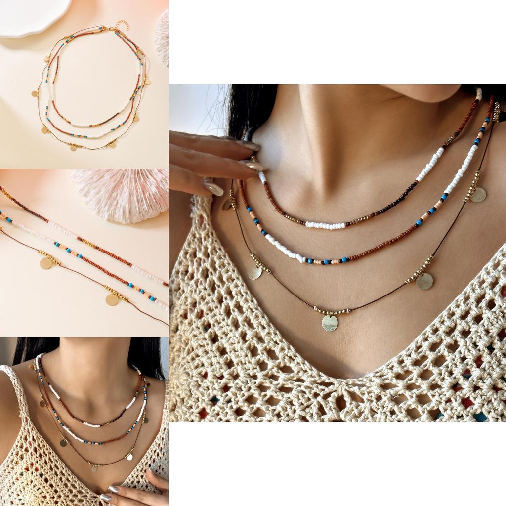 Bohemian Style Beaded Necklace With Handmade Layered Choker For Women
