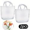 2pcs Nordic-Style Portable Glass Vases - Transparent DIY Fish Tank Hydroponic Plant Containers, With Sturdy Handles, Modern Home Decor Suitable