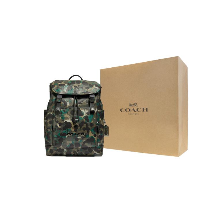 COACH Pebbled Leather Backpack Large Mens Camouflage