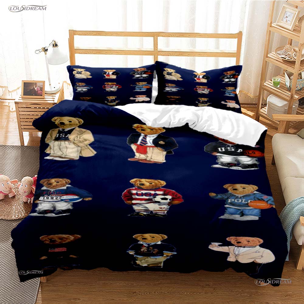 Fashion Bear Casal All Season Duvet Cover Comforter Bedding Set Soft Quilt Cover and Pillowcases Teens Single/Double/Queen/King