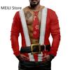 Christmas Muscle Print Tee Men's Clothing Casual Streetwear 3D Printed Top Christma Long Sleeve Oversize O-Neck T-Shirts for Men