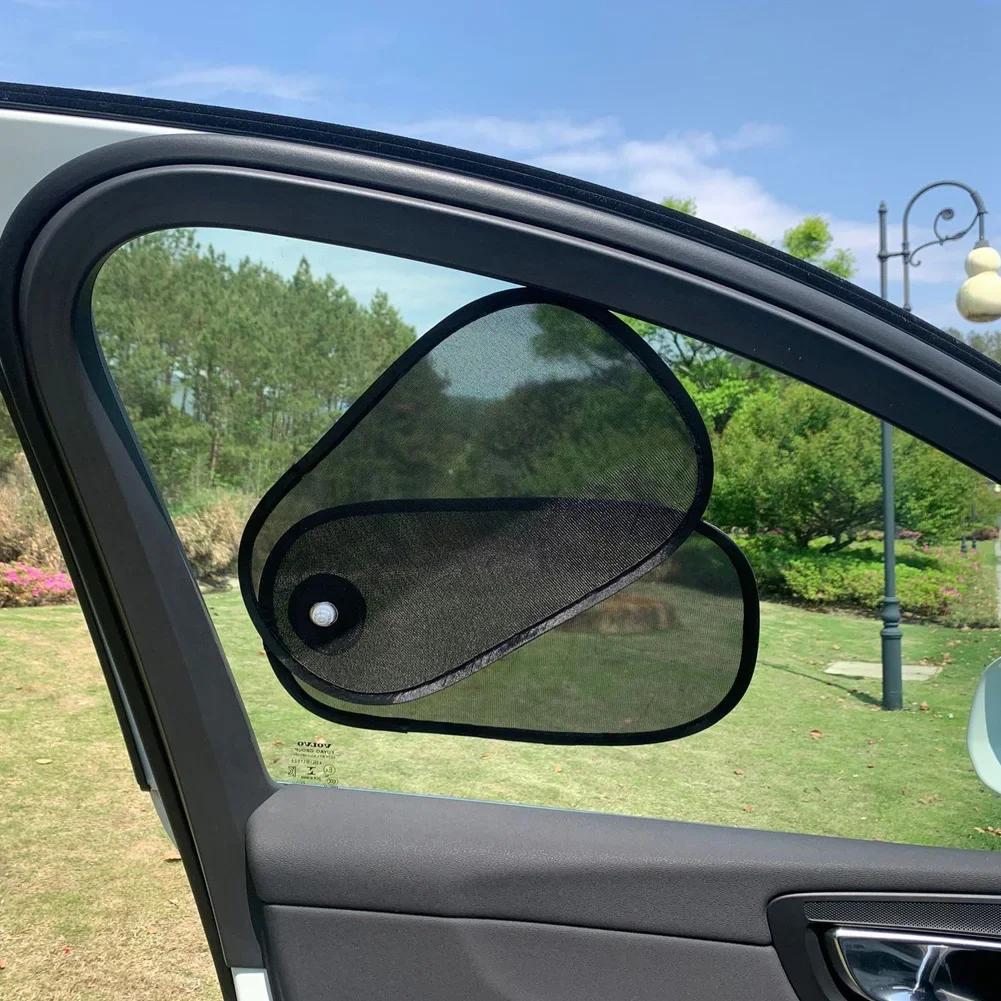 Foldable Car Side Window Sun Shade Mesh Curtain, Adjustable Uv Protection Visor With Suction Cups
