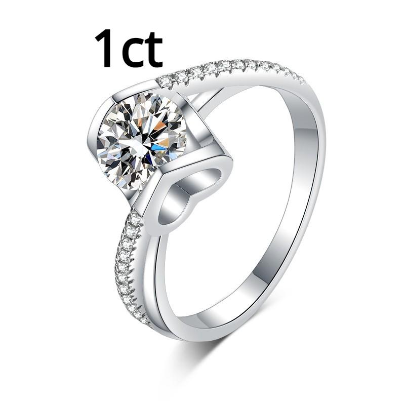 D Color 2ct Moissanite Women's Ring Sterling Silver Pt950 Platinum Angel Kiss Ring Engagement Diamond Ring Wedding Ring Gift for Girlfriend