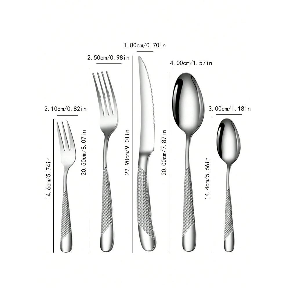 6pc/30pc Stainless steel silver high-end star diamond tableware set knife, fork and spoon dessert fork and spoon