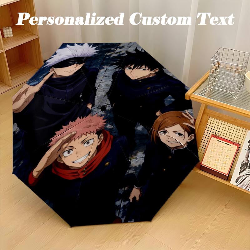 Portable Auto Folding Umbrella,Jujutsu Kaisen 8 Rib Waterproof Umbrella For Camping Commute