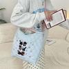 2 Winter embroidered little black cat cute tote bag large capacity shoulder messenger bag quilted quilted cotton tote bag