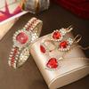 Golden Luxury Watch Women Ring Necklace Earring Rhinestone Fashion Wristwatch Casual Ladies Bracelet Watches Jewelry Set