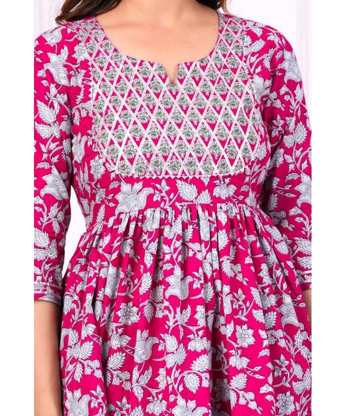 Damen Party Wear Baumwolle Viskose Kurta Sharara Dupatta Set Indisches Designer Top Tunika Kurti