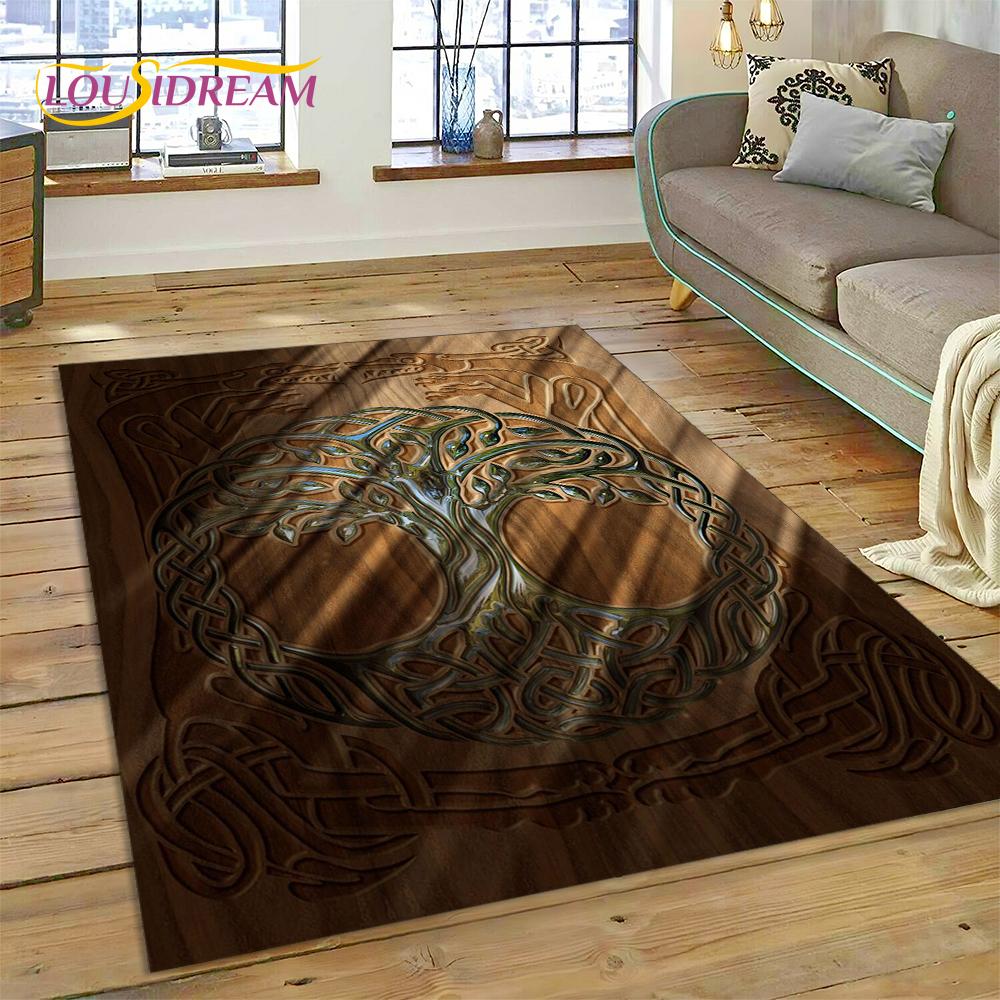 3D Strom života Příroda Viking Yggdrasil Severský Koberec pro Obývací pokoj Ložnice Dekorace, Protiskluzová Dekorace na Pohovku Rohožka Dárek