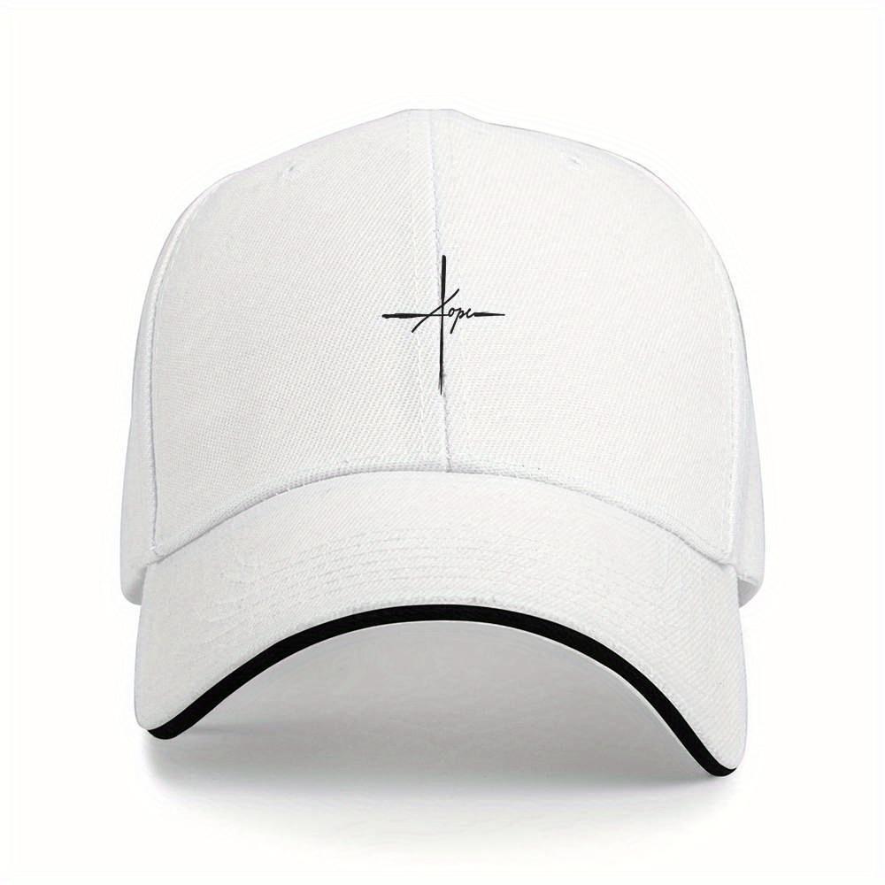 1pc Black Baseball Cap with White Cross  Hope Text  Unisex Lightweight Polyester Street StyleAppropriate for Any Season