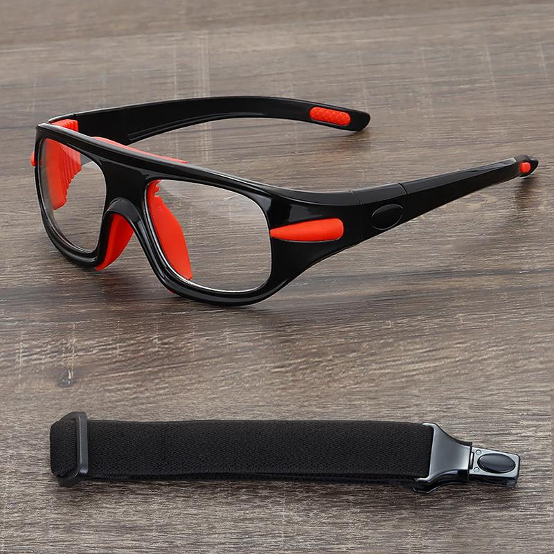 

Basketball glasses for outdoor basketball sports, impact-resistant and anti-fall goggles with interchangeable prescription frames Glossy black frame