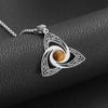 Trinity Knot Womens Necklace for Mens Stainless Steel Tiger Eye Stone Irish Celtic Lucky Charm Necklace