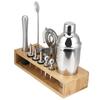 16Pcs 304 Edelstahl Cocktail Shaker Bar Set Wein Trinken Mixer mit Bambus Stehen