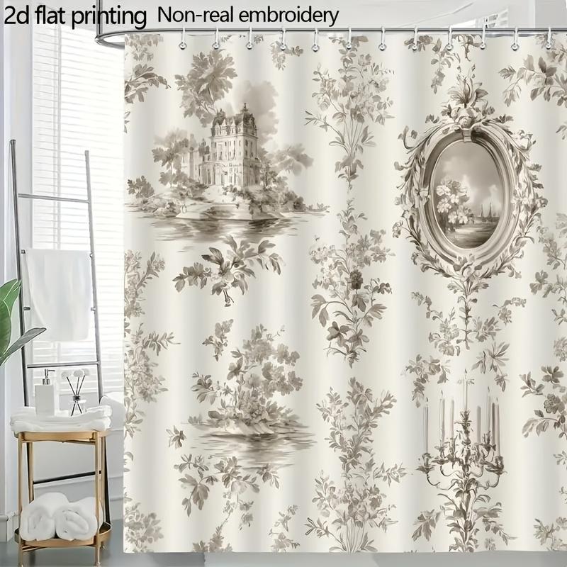 

Класична шторка для душу Toile з французьким замком, квітковий дизайн, вінтажний декор для ванної кімнати, водонепроникна тканина, елегантний стиль дому 90x180CM