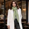 Wool Triangle Shawl Solid Color Large Wraps Elegant Cross Scarves  Women