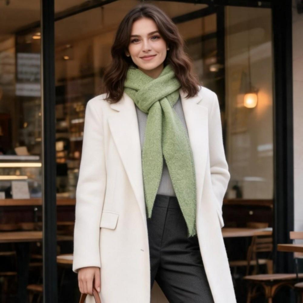 Wool Triangle Shawl Solid Color Large Wraps Elegant Cross Scarves Women