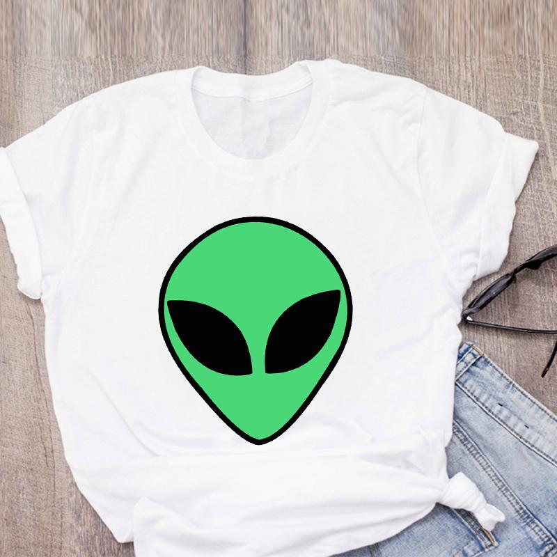 Women Graphic Cartoon Alien Color Ladies Summer Print T Shirt Shirt Tops Lady Clothes Womens