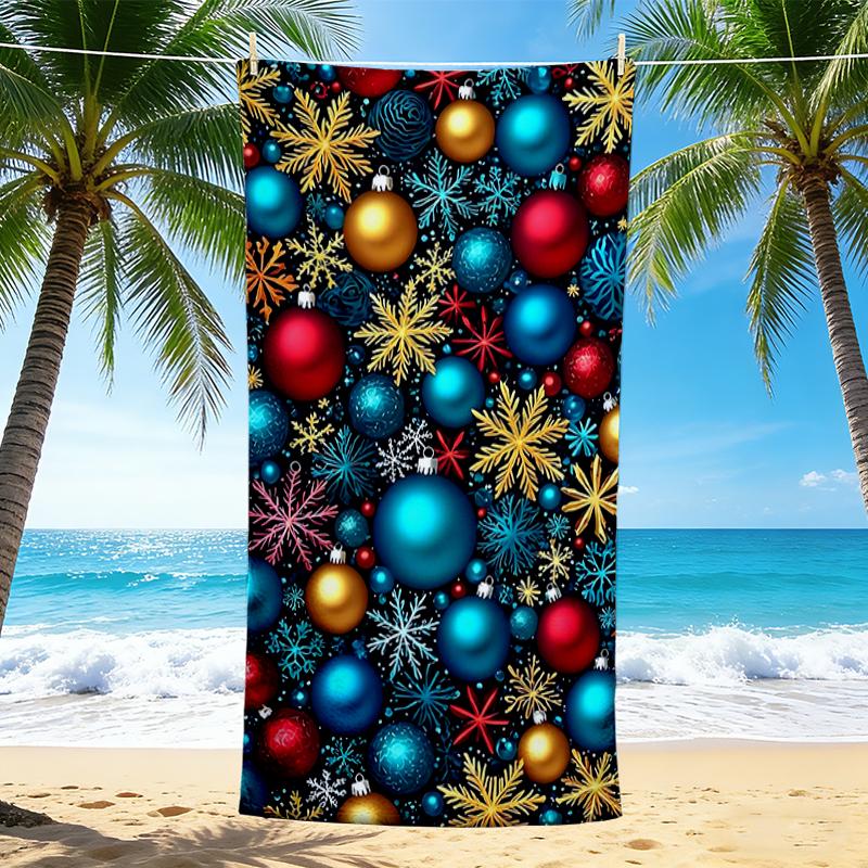 1Pc Christmas Ornaments Snowflakes Beach Towel Quick Dry Multiuse For Beach Pool Gym Yoga Home Travel Christmas Halloween Xmas Gift S21