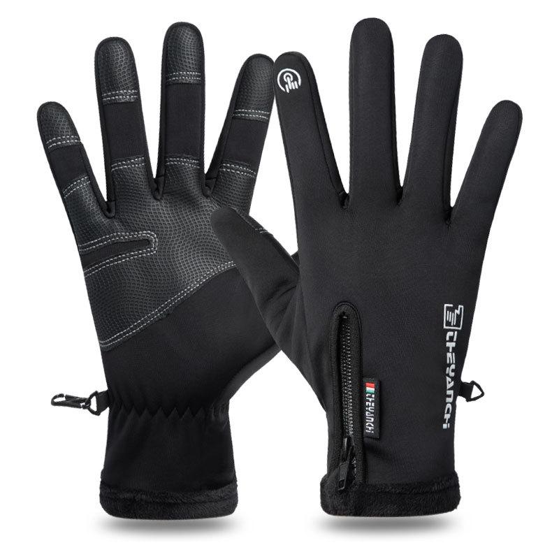 2021 Winter Gloves Riding Ski Gloves Winter Zipper Touch Screen Wind Protection Warm Waterproof Sports Plus Velvet Climbing