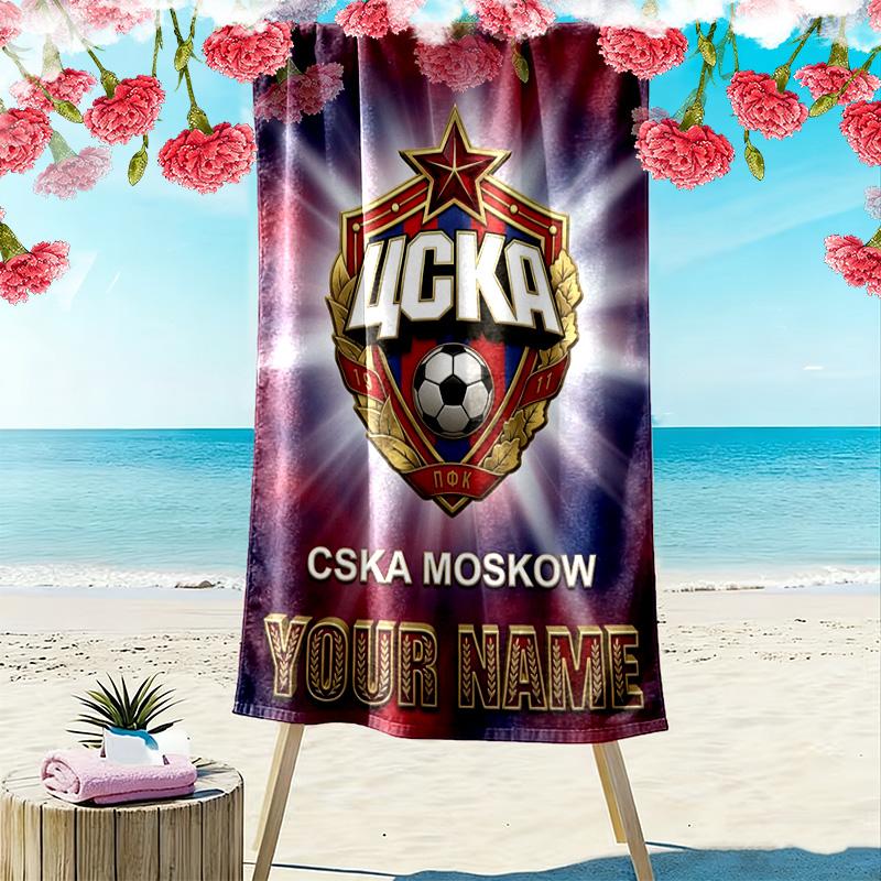 Name Custom PFC CSKA Moscow Print Beach Towel, Large Soft Quick Dry Towel for Beach Camping Swimming