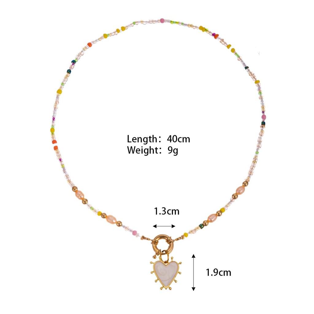 Love Peach Heart Beaded Pendant Necklace Baroque Freshwater Pearl High Color Retention