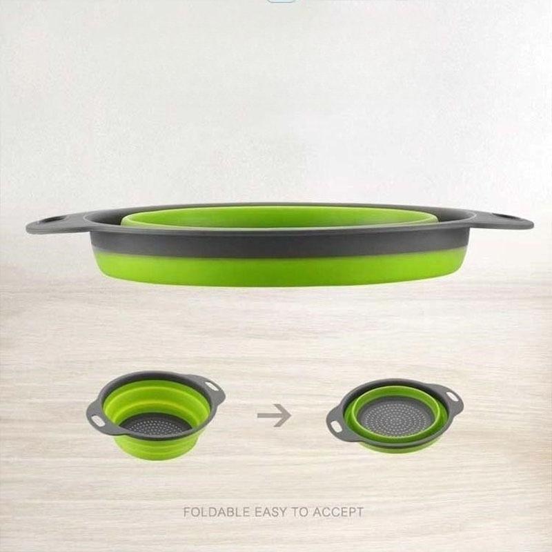 Collapsible Colander Strainer Basket Foldable Fruit Washing Basin Kitchen