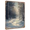 Winterwald Morgenschnee Szene Metall Eisenmalerei Heimdeko Wandkunst