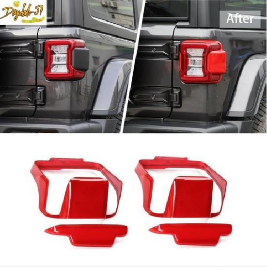 Red For 2018- Jeep Wrangler JL ABS Rear Tail Light Lamp Cover Trim Decor New