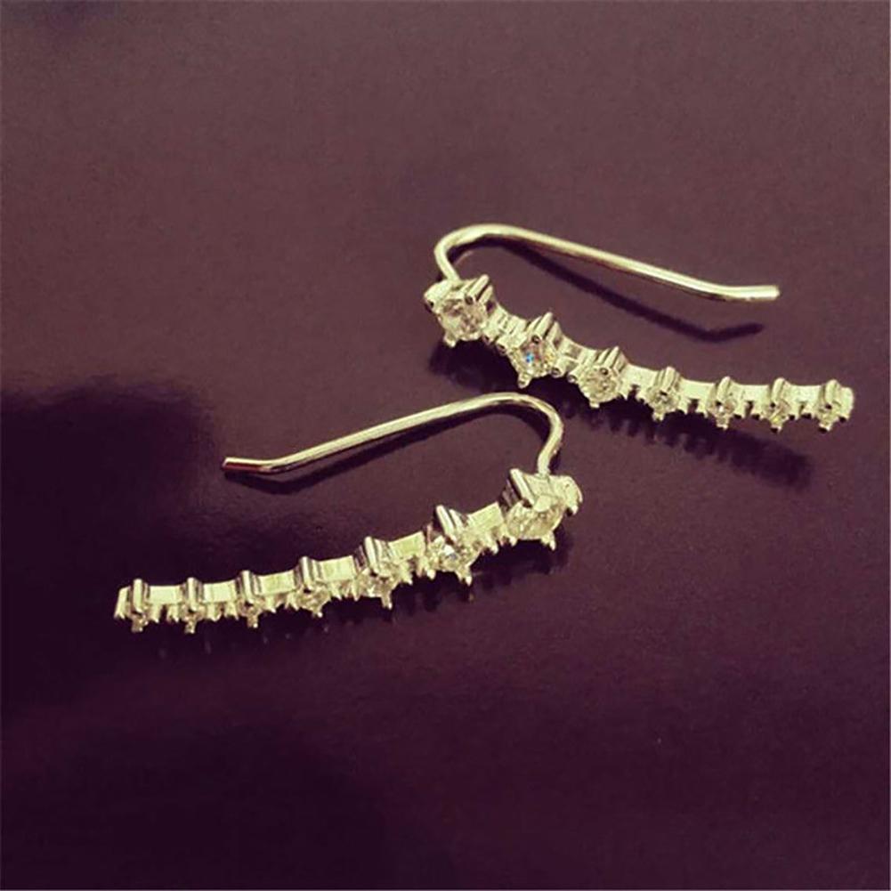 Women Fashion Star Shaped 7 Rhinestone Long Bride Ear Stud Earrings for Weeding Party