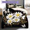Daisy Butterfly  Pattern Bedding Quilt Set Quilt Cover Pillowcase Home Decoration  Gift (1 * Duvet Cover + 2 * Pillowcase, Without Core)