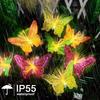 1PC 6-Head Solar LED Fiber Optic Butterfly Light Outdoor Decoration Light,Colorful Atmosphere Lighting For Ground,Lawn,Yard