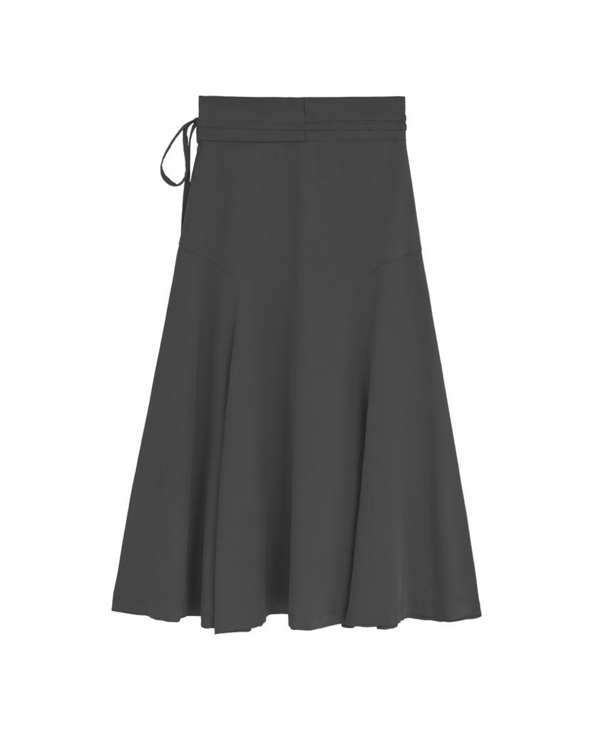Hye Young Kim Tencel Double Waist Band Skirt - Charcoal