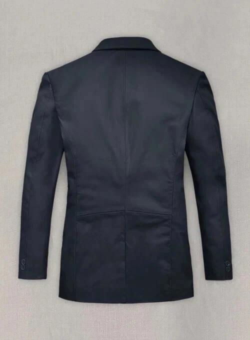 Genuine Leather Lambskin Formal Stylish Soft Men's Blazer Navy Blue Handmade