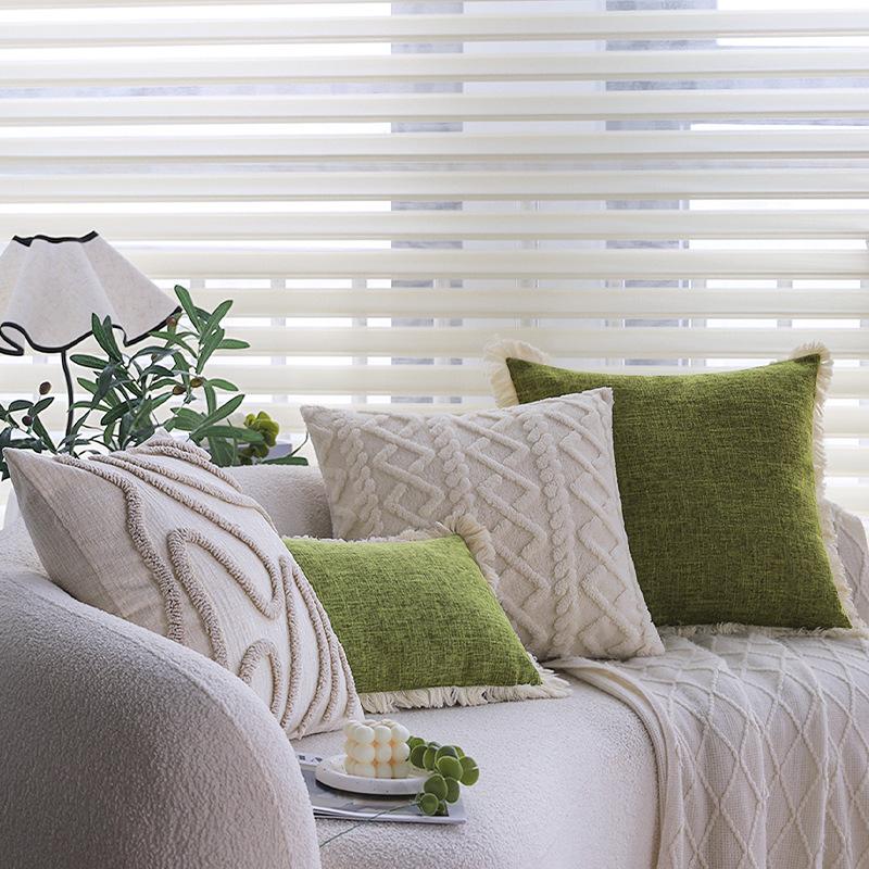 Summer Linen Green Pillowcase Home Hotel Bedroom Pillowcase Sofa Bay Window Cushion Cover Waist Pillowcase