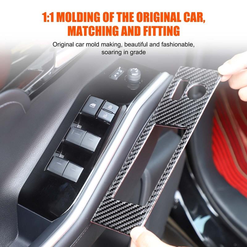Soft Carbon Fiber Car Inner Door Glass Lifting Frame Panel Trim Sticker For Toyota Highlander -2026 Car Accessories