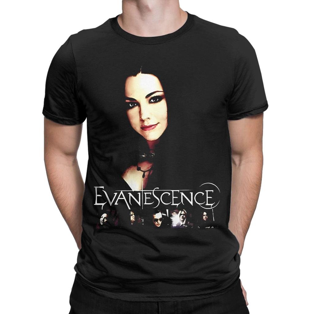 Ästhetische Evanescence Rockband langsames T-Shirt Herren Rundhals Kurzarm Kleidung Baumwolle Sommer Oberteil T-Shirt