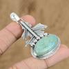 Natural Amazonite Gemstone Pendant 925 Sterling Silver Indian Jewelry For Women