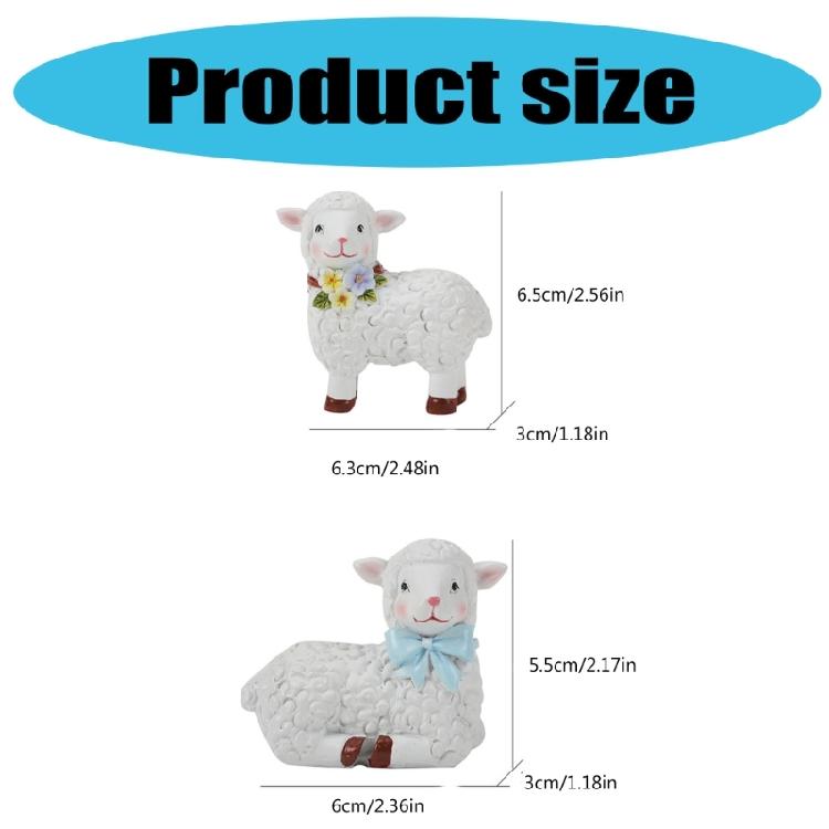 2Pcs Resins Sheep Statues for Garden and Home Decors Animal Miniature Figurines Ornaments for Terrariums and Flower Pot