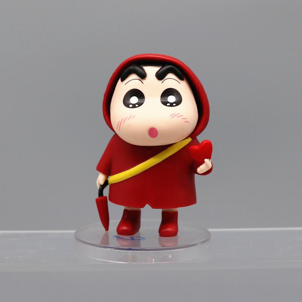 

Hot Anime Crayon Shin-chan Raincoat Cross-dress Kawaii Q Version Action Figures PVC Model Figurine Car Decor Ornament Toys Gifts