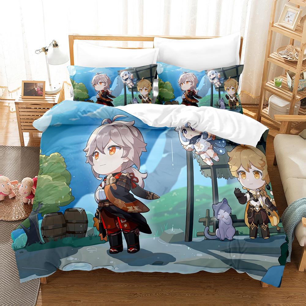 

Yuanshen Throw Pillow Animation Pillowcase Two-Dimensional Animation Peripheral Dormitory Custom Three-Piece Quilt Cover cover 90 * 200 + and 50 * 75 * 1