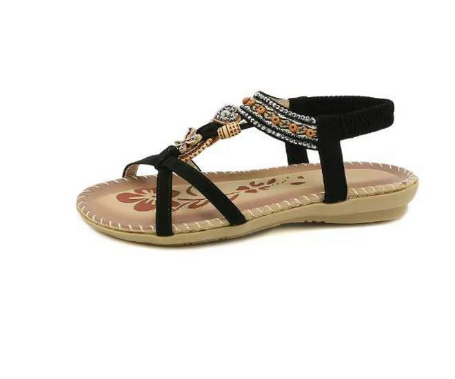 2025 Bohemian Rhinestone Women's Summer Sandals - Flat, Round & Open Toe