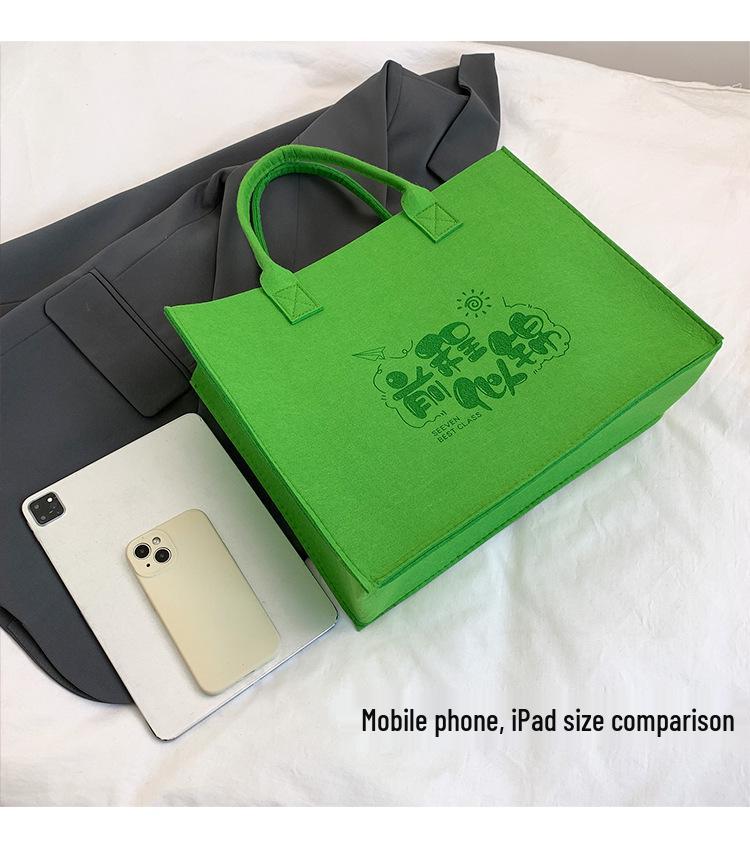 Eco-Friendly Logo Print Large Capacity Felt Tote Bag with Pattern