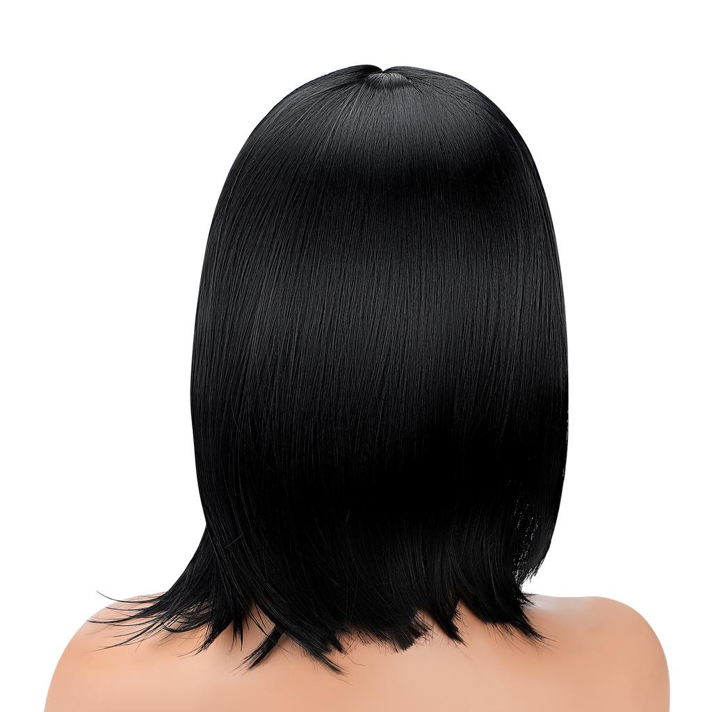 Women Black Short Straight Wig Straight Knotless Light-weighted Wig for Girls Daily Use Hair Styling