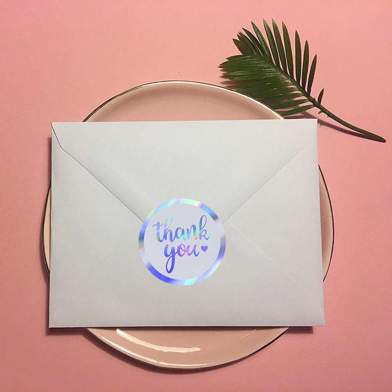 100-500pcs Rainbow Laser Thank You Stickers 1inch Small Business Stickers for Boutiques Wrapping Supplies Gift Packaging Labels
