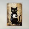 Funny Vintage Cat Bathroom Sign 8x12 Inch Iron Wall Plaque Humorous Gift for Cat Lovers Home Office Decor