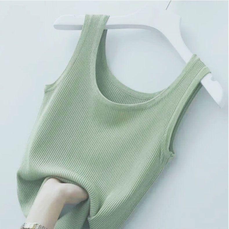 

Ice Silk Ribbed Slim Fit Summer Camisole – Versatile Sleeveless Tank Top XL [100-110 lbs]