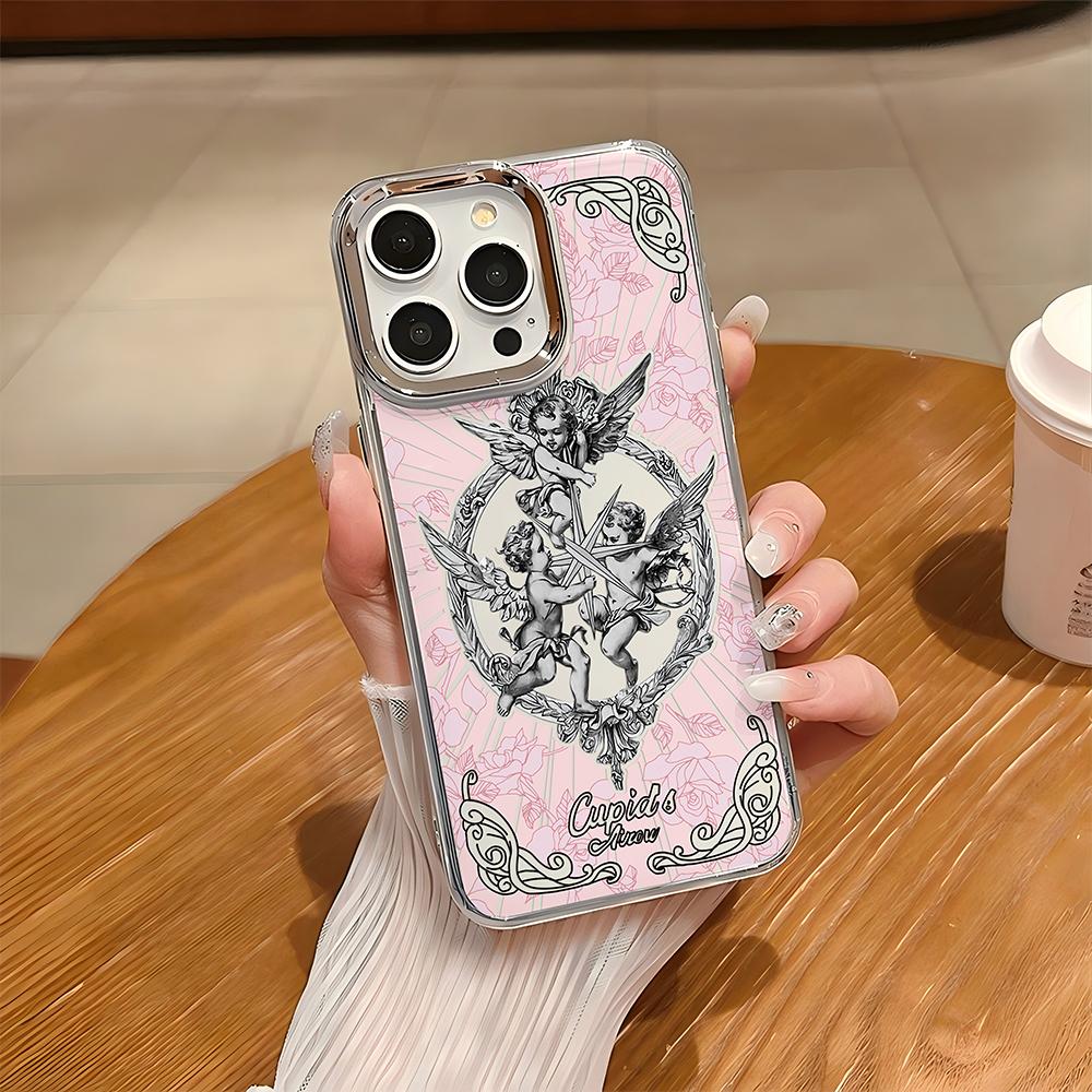 Luxury Ages Retro Cupid Angel Phone Case For iPhone 17 16e 16 15 14 13 12 11mini Pro Max X XR XSMAX 8 Air Plus Transparent Cover